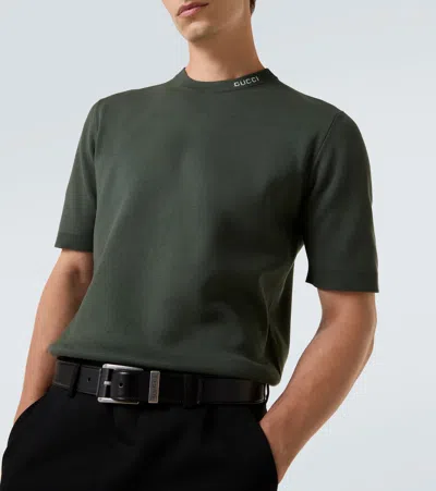 Gucci Silk Cotton Knit T-shirt With Intarsia