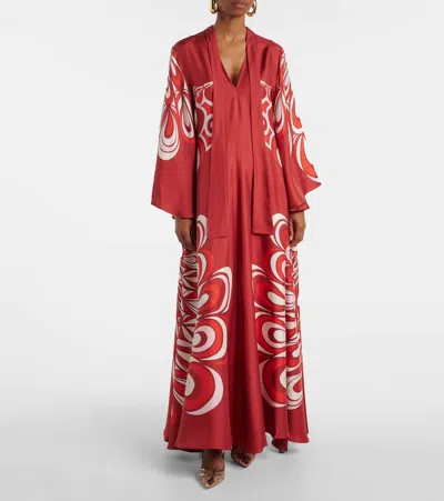 La Doublej Magnifico Printed Silk Twill Maxi Dress