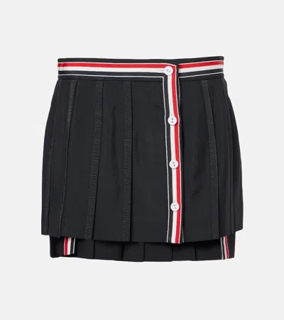 Thom Browne Asymmetric Wool-blend Miniskirt In Black