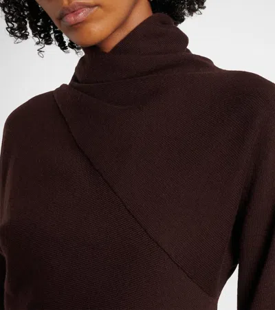 Tom Ford Brown Sweater With High Neck In Cashmere And Cotton Blend Woman In Brown