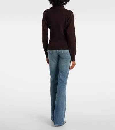 Tom Ford Brown Sweater With High Neck In Cashmere And Cotton Blend Woman In Brown