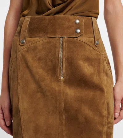 Tom Ford Suede Pencil Skirt In Brown