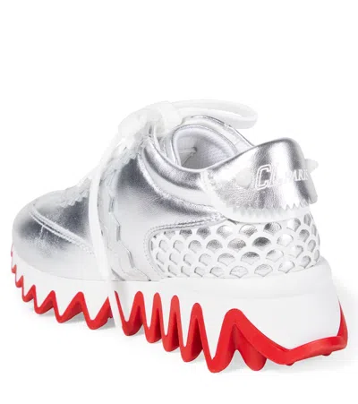 Christian Louboutin Shark Metallic Leather Sneakers In Silver