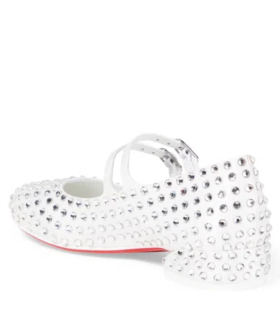 Christian Louboutin Jane Strass Satin Ballet Flats In White