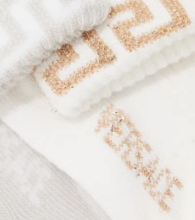 Versace Baby La Greca Set Of 2 Socks In White