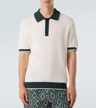 Frescobol Carioca Vidal Pointelle Cotton Polo Shirt In White