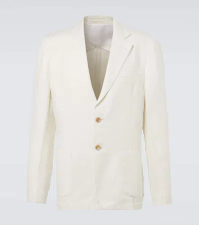 Frescobol Carioca Paulo Unstructured Linen Suit Jacket In White