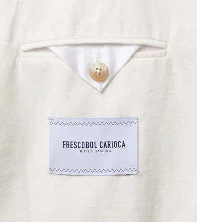 Frescobol Carioca Paulo Unstructured Linen Suit Jacket In White