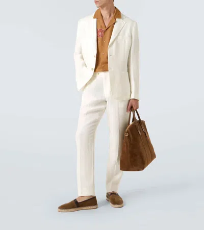 Frescobol Carioca Paulo Unstructured Linen Suit Jacket In White