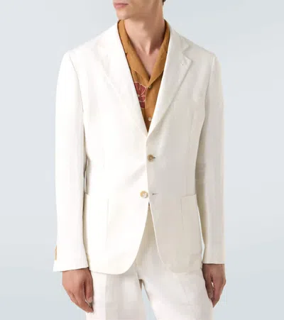 Frescobol Carioca Paulo Unstructured Linen Suit Jacket In White