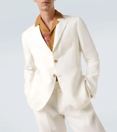 Frescobol Carioca Paulo Unstructured Linen Suit Jacket In White