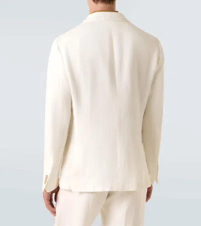 Frescobol Carioca Paulo Unstructured Linen Suit Jacket In White
