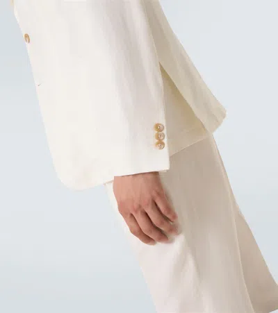 Frescobol Carioca Paulo Unstructured Linen Suit Jacket In White