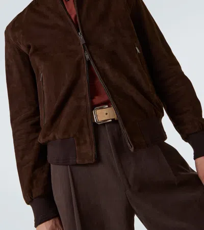 Tod's Tods Suede Bomber Jacket In Brown
