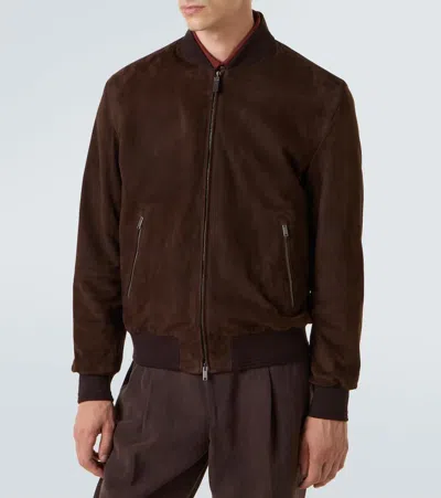 Tod's Tods Suede Bomber Jacket In Brown