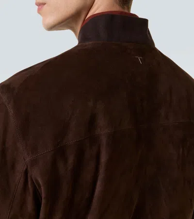 Tod's Tods Suede Bomber Jacket In Brown