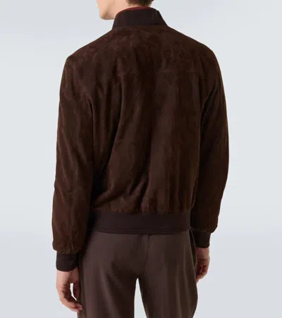 Tod's Tods Suede Bomber Jacket In Brown
