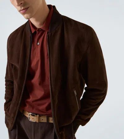 Tod's Tods Suede Bomber Jacket In Brown