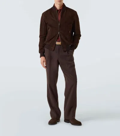 Tod's Tods Suede Bomber Jacket In Brown