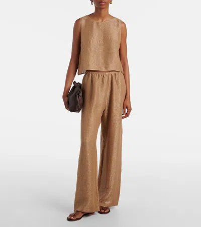 Leset Stella Sequined Cropped Tank Top In Gold