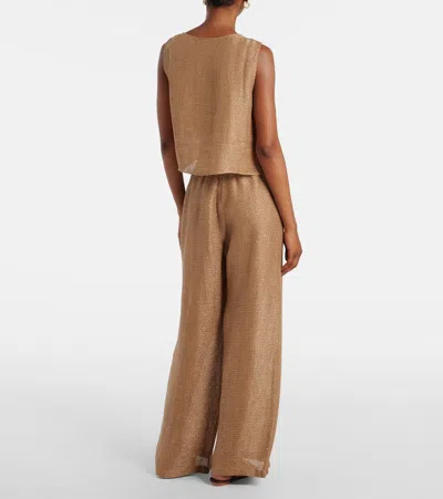 Leset Stella Sequined Cropped Tank Top In Gold