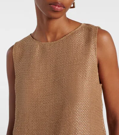 Leset Stella Sequined Cropped Tank Top In Gold