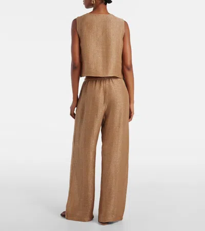 Leset Stella Sequined Linen-blend Wide-leg Pants
