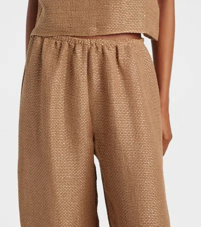 Leset Stella Sequined Linen-blend Wide-leg Pants