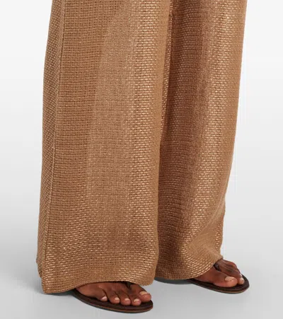 Leset Stella Sequined Linen-blend Wide-leg Pants