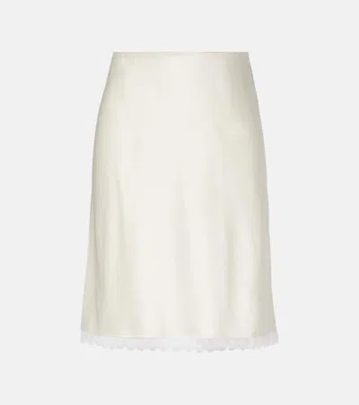 Leset Barb Lace-trimmed Satin Slip Skirt In White