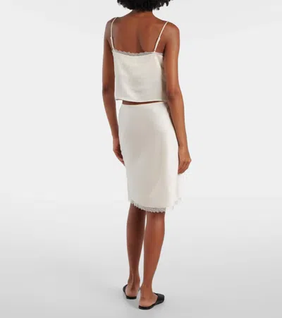 Leset Barb Lace-trimmed Satin Slip Skirt In White