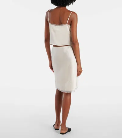 Leset Barb Cropped Lace Satin Camisole In White