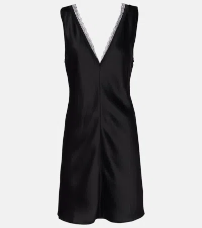 Leset Barb Lace-trimmed Satin Minidress In Black