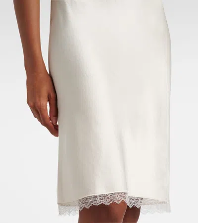 Leset Barb Lace-trimmed Satin Slip Skirt In White