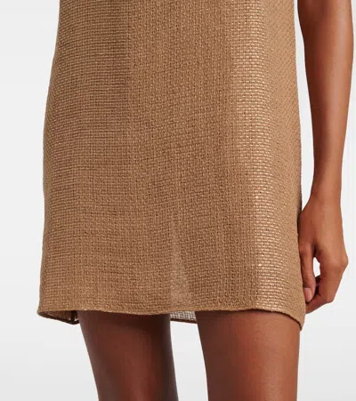 Leset Stella Sequined Linen-blend Minidress