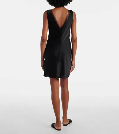 Leset Barb Lace-trimmed Satin Minidress In Black