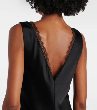 Leset Barb Lace-trimmed Satin Minidress In Black