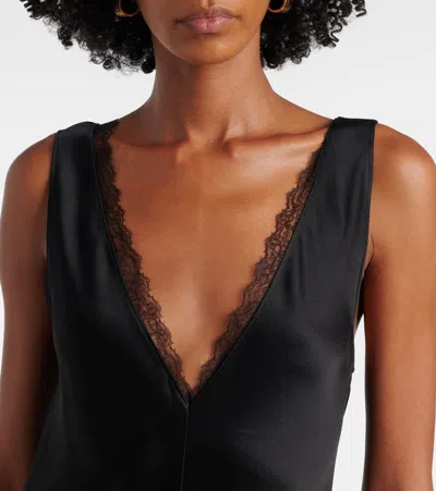 Leset Barb Lace-trimmed Satin Minidress In Black