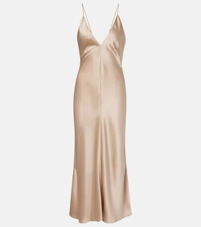 Leset Barb Satin Slip Dress In Nude