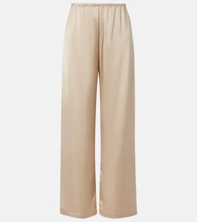 Leset Barb Mid-rise Satin Wide-leg Pants