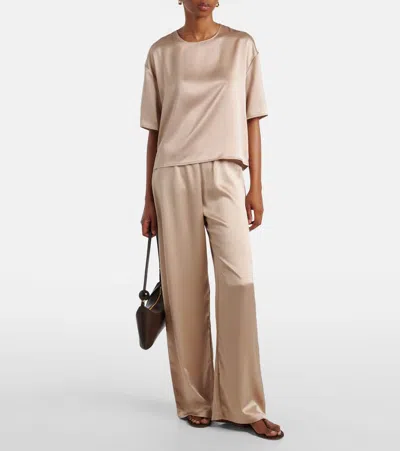 Leset Barb Mid-rise Satin Wide-leg Pants
