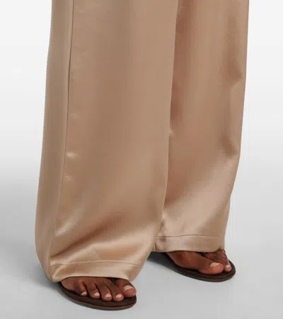 Leset Barb Mid-rise Satin Wide-leg Pants