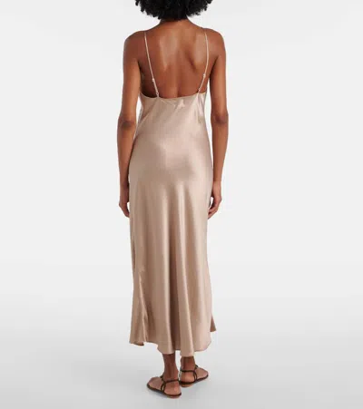 Leset Barb Satin Slip Dress In Nude