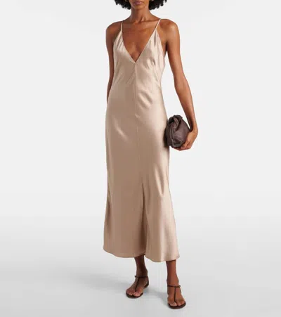 Leset Barb Satin Slip Dress In Nude
