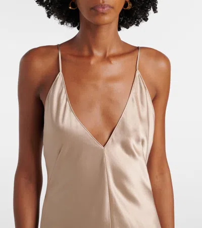 Leset Barb Satin Slip Dress In Nude