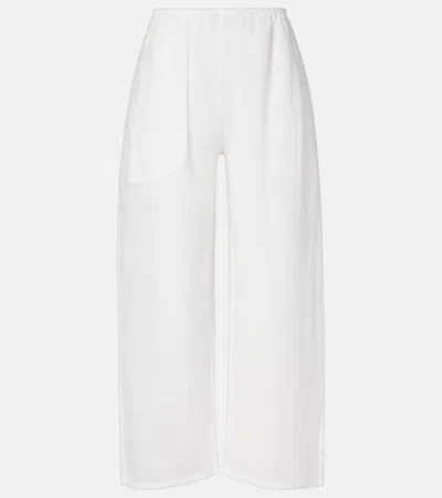 Leset Niko Ramie Cropped Barrel-leg Pants In White