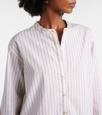 Leset Yoshi Striped Cotton-blend Shirt In White