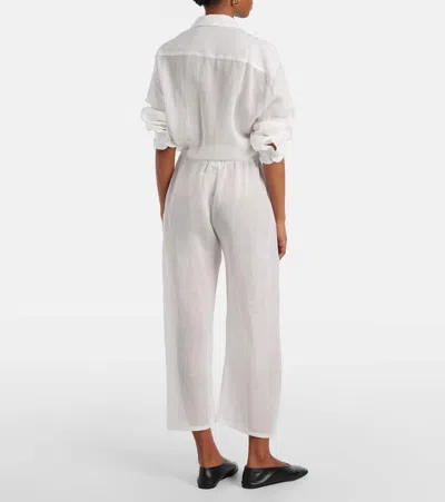 Leset Niko Ramie Cropped Barrel-leg Pants In White