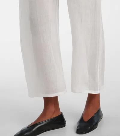 Leset Niko Ramie Cropped Barrel-leg Pants In White