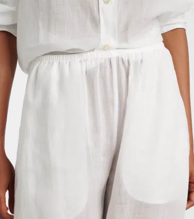 Leset Niko Ramie Cropped Barrel-leg Pants In White